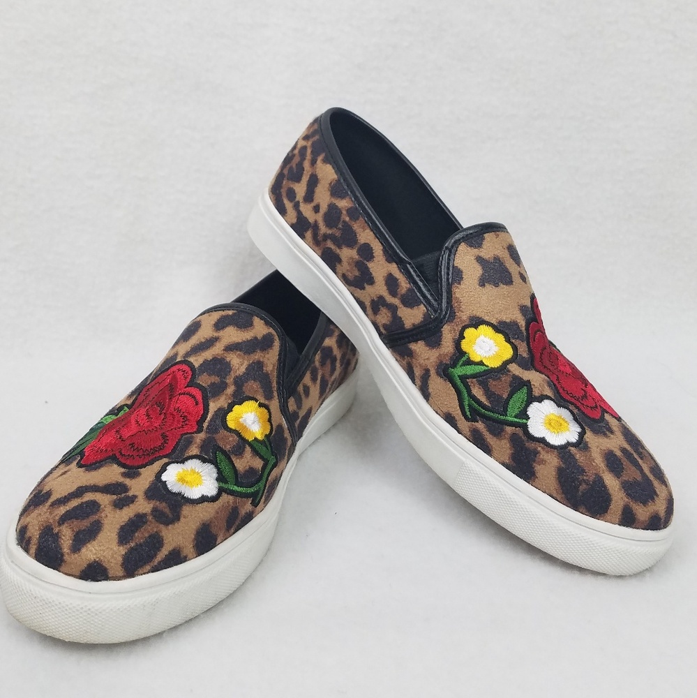 Stevies leopard floral print slip on sneakers